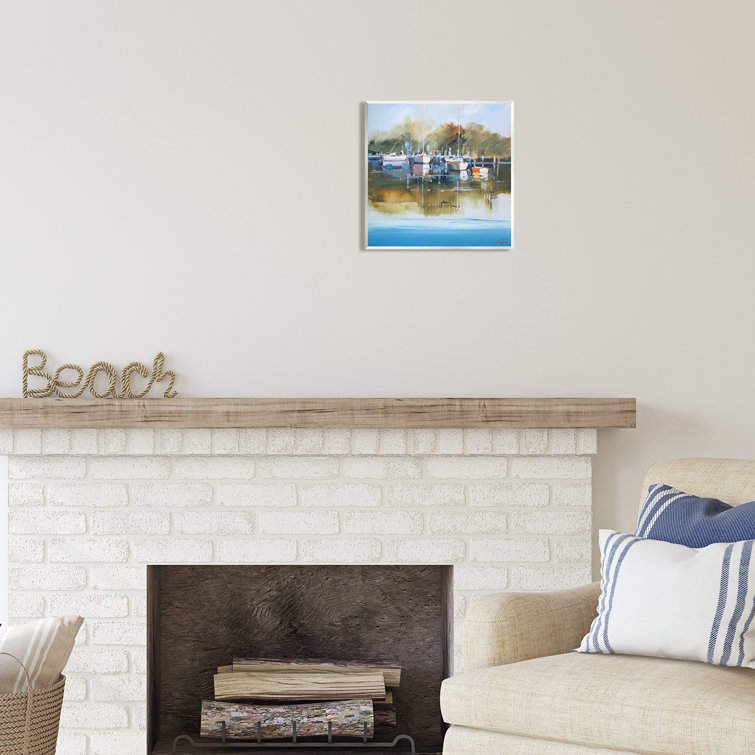 Stupell Industries Ba063Framed Boat Marina Painting On Canvas by